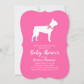 Boston Terrier Dog Baby shower Pink Girl Kaart (Voorkant)