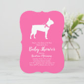 Boston Terrier Dog Baby shower Pink Girl Kaart (Staand voorkant)