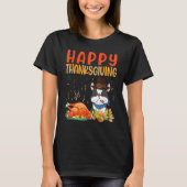 Boston Terrier Dog bekijkt Turkije Vlees Happy Tha T-shirt (Voorkant)