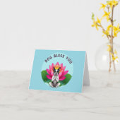 Boston Terrier Dog Bless You Blank wenskaart Kaart (Gele Bloem)