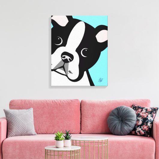 Boston Terrier Dog Canvas Afdruk (Insitu (Woonkamer))