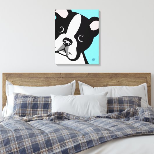 Boston Terrier Dog Canvas Afdruk (Insitu (Slaapkamer))