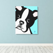 Boston Terrier Dog Canvas Afdruk (Insitu (Houten vloer))