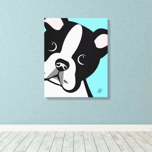 Boston Terrier Dog Canvas Afdruk (Insitu (Houten vloer))