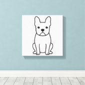 Boston Terrier Dog Cartoon Canvas Afdruk (Insitu (Houten vloer))
