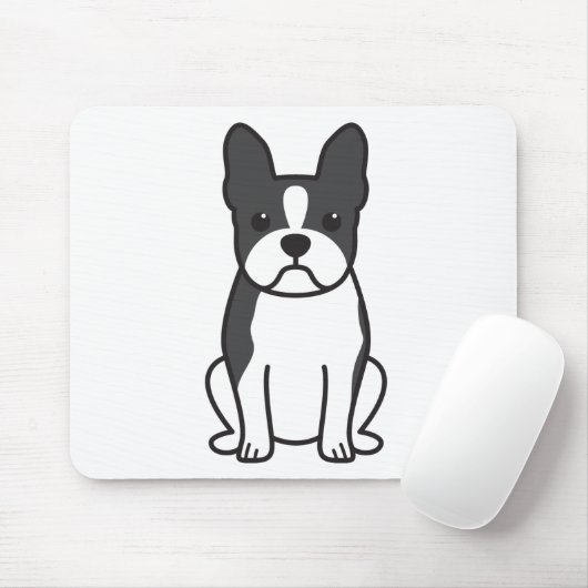 Boston Terrier Dog Cartoon Muismat (Met muis)