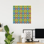 Boston Terrier Dog Cartoon Pop-Art Poster (Thuiskantoor)