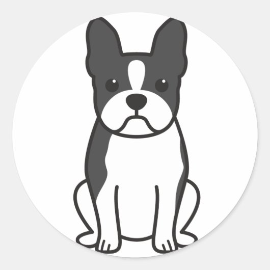 Boston Terrier Dog Cartoon Ronde Sticker (Voorkant)