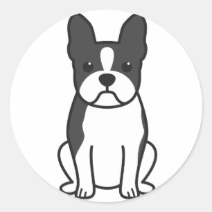Boston Terrier Dog Cartoon Ronde Sticker
