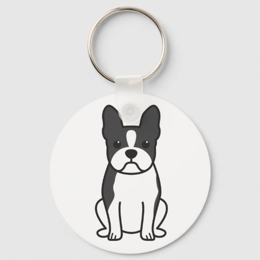 Boston Terrier Dog Cartoon Sleutelhanger (Voorkant)