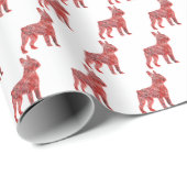 Boston Terrier Dog Christmas Schattige Silhouette  Cadeaupapier (Rol Hoek)