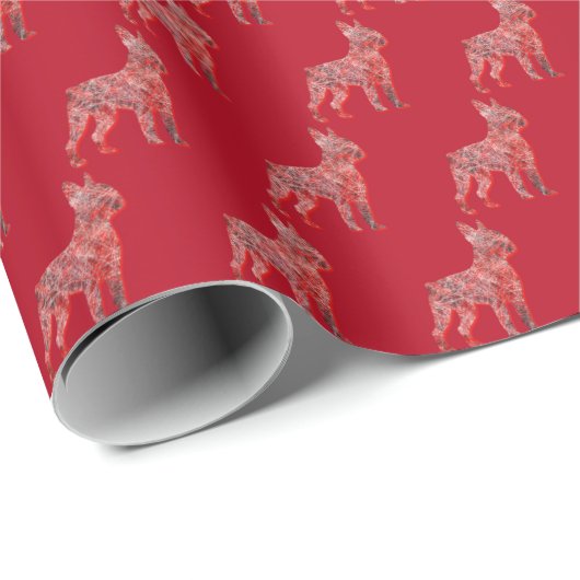 Boston Terrier Dog Christmas Schattige Silhouette  Cadeaupapier (Rol Hoek)