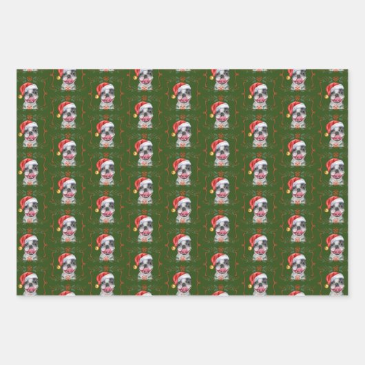Boston Terrier Dog Christmas Wrapping Paper Sheets (Voorkant 3)