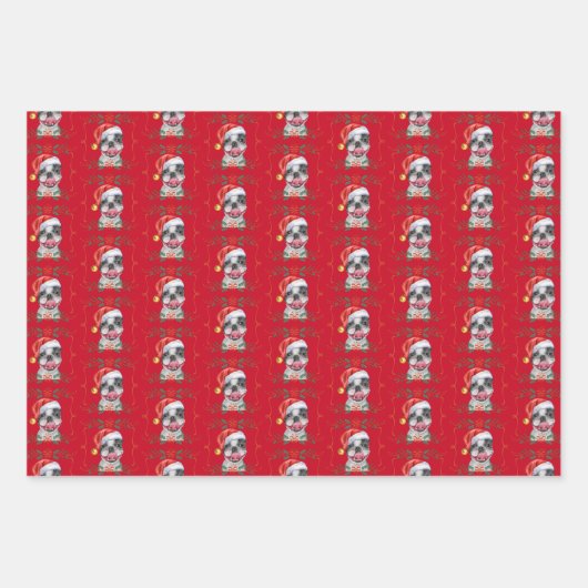 Boston Terrier Dog Christmas Wrapping Paper Sheets (Voorkant 2)