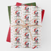 Boston Terrier Dog Christmas Wrapping Paper Sheets (In situ)