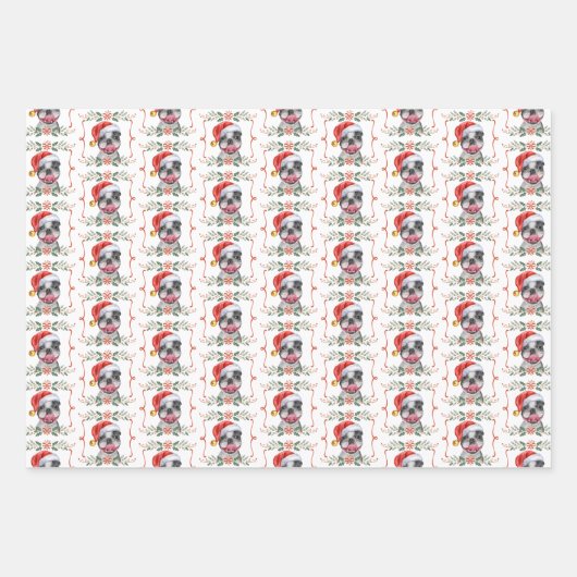Boston Terrier Dog Christmas Wrapping Paper Sheets (Voorkant)