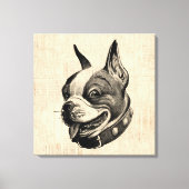 Boston Terrier Dog Cute Pet Dog Antiek Art Canvas Afdruk (Voorkant)