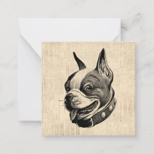 Boston Terrier Dog Cute Pet Dog Antiek Art Notitiekaartje
