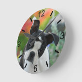 Boston Terrier Dog Cute Puppy Portrait dial-bord Ronde Klok (Hoek)