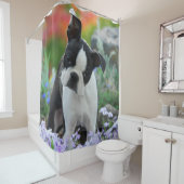 Boston Terrier Dog Cute Puppy, Tub Douchegordijn (In situ)