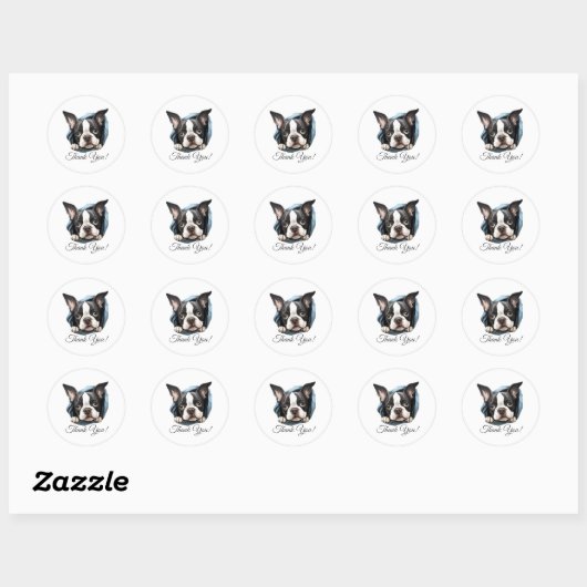Boston Terrier Dog Dank u Ronde Sticker (Vel)