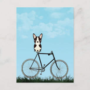 Boston Terrier Dog die op de fiets zit Briefkaart