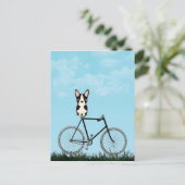 Boston Terrier Dog die op de fiets zit Briefkaart (Staand voorkant)