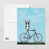 Boston Terrier Dog die op de fiets zit Briefkaart (Voorkant / Achterkant)