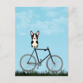 Boston Terrier Dog die op de  fiets zit Briefkaart (Voorkant)