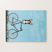 Boston Terrier Dog die op de  fiets zit Legpuzzel (Horizontaal)