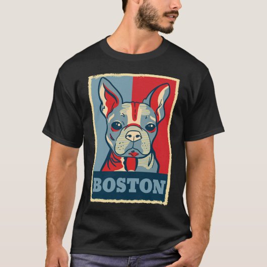 Boston Terrier Dog Dogs Puppy Retro  T-shirt (Voorkant)