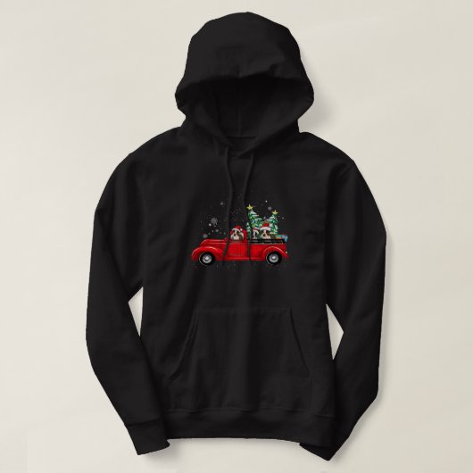 Boston Terrier Dog Driving Xmas Truck Kerstmis Hoodie (Design voorkant)