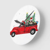 Boston Terrier Dog Driving Xmas Truck Kerstmis Ronde Klok (Hoek)