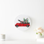 Boston Terrier Dog Driving Xmas Truck Kerstmis Ronde Klok (Huis)