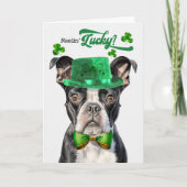 Boston Terrier Dog Feelin' Lucky St Patrick's Day Feestdagen Kaart (Voorkant)