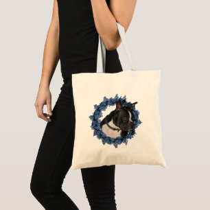 Boston Terrier Dog Floral WreatAnimal      Tote Bag