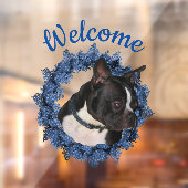 Boston Terrier Dog Floral Wreath Welcome Raamsticker (Vel 2)