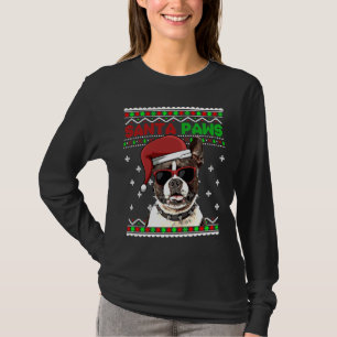 Boston Terrier Dog Funny Santa Paws Kerstmis T-shirt