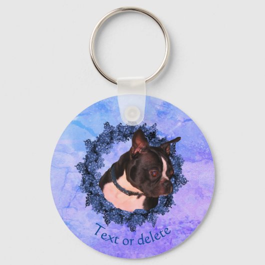 Boston Terrier Dog gepersonaliseerd Sleutelhanger (Voorkant)