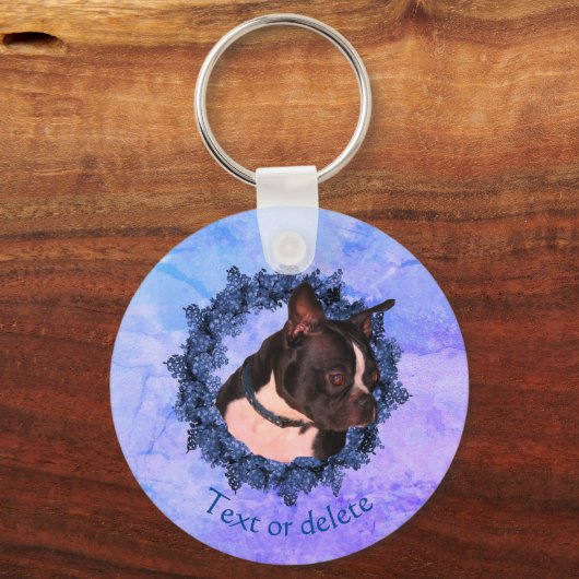 Boston Terrier Dog gepersonaliseerd Sleutelhanger (Achterkant)