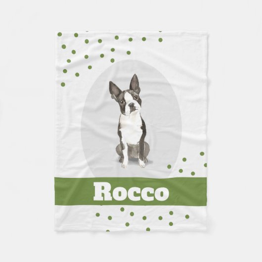 Boston Terrier Dog gepersonaliseerde stippen deken (Voorkant)