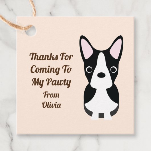 Boston Terrier Dog Gift Labels, Kinder Partij Bedankjes Labels (Voorkant)