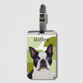 Boston Terrier Dog - Groene geometrische Bagagelabel (Voorkant (verticaal))