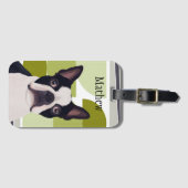 Boston Terrier Dog - Groene geometrische Bagagelabel (Voorkant (horizontaal))
