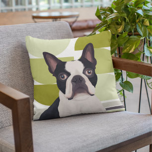 Boston Terrier Dog - Groene geometrische Kussen