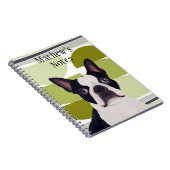Boston Terrier Dog - Groene geometrische Notitieboek (Rechterzijde)