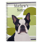 Boston Terrier Dog - Groene geometrische Notitieboek (Voorkant)