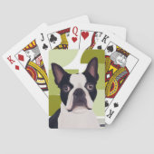 Boston Terrier Dog - Groene geometrische Pokerkaarten (Achterkant)