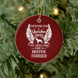 Boston Terrier Dog Guardian Angel Keramisch Ornament