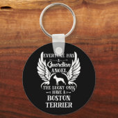 Boston Terrier Dog Guardian Angel Sleutelhanger (Voorkant)